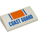 LEGO White Slope 2 x 4 Curved with "Coast Guard" Sticker with Bottom Tubes (88930)