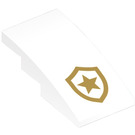 LEGO White Slope 2 x 4 Curved with Gold Star in Shield Sticker