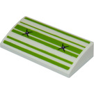 LEGO White Slope 2 x 4 Curved with Lime Striped Cushion and Buttons Sticker with Bottom Tubes (88930)