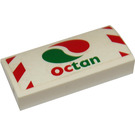LEGO White Slope 2 x 4 Curved with Octan Logo Sticker with Bottom Tubes (88930)