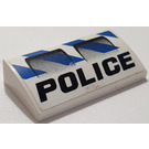 LEGO White Slope 2 x 4 Curved with "Police" and Stripes Sticker with Bottom Tubes (88930)