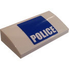LEGO White Slope 2 x 4 Curved with Police Logo Sticker with Bottom Tubes (88930)
