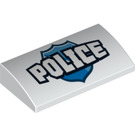 LEGO blanc Pente 2 x 4 Incurvé avec 'Police' over Police Badge avec tubes inférieurs (16384 / 61068)