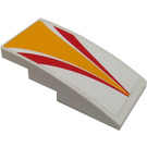 LEGO blanc Pente 2 x 4 Incurvé avec rouge et Orange Triangle Autocollant (93606)