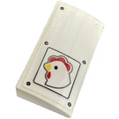 LEGO White Slope 2 x 4 Curved with Rivets and Chicken Sticker with Bottom Tubes (88930)