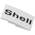 LEGO Wit Helling 2 x 4 Gebogen met 'Shell' (Model Rechtsaf) Sticker (93606)