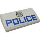 LEGO White Slope 2 x 4 Curved with Silver Police and 'Police' Sticker with Bottom Tubes (88930)