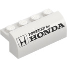 LEGO White Slope 2 x 4 x 1.3 Curved with ‘Powered by Honda’ (6081 / 106952)