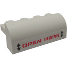 LEGO White Slope 2 x 4 x 1.3 Curved with Red 'OPEN HERE' and Black Arrows Sticker (6081)