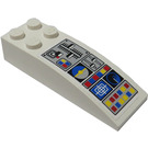 LEGO Wit Helling 2 x 6 Gebogen met Airplane Control Paneel Sticker (44126)