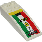 LEGO Wit Helling 2 x 6 Gebogen met "ANSYS", "HUBLOT", "AFCORSE.IT" en Ferrari logo Sticker (44126)
