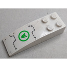 LEGO Weiß Steigung 2 x 6 Gebogen mit Green Pfeil im Kreis Aufkleber (44126)