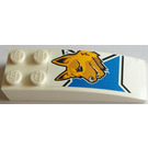 LEGO Wit Helling 2 x 6 Gebogen met Halve Blauw Star en Hond Hoofd Links Sticker (44126)
