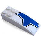 LEGO Wit Helling 2 x 6 Gebogen met Halve Blauw Star Rechtsaf Sticker (44126)