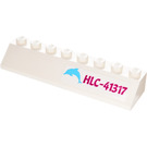 LEGO White Slope 2 x 8 (45°) with HLC-41317 (Left) Sticker (4445)