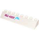 LEGO White Slope 2 x 8 (45°) with HLC-41317 (Right) Sticker (4445)