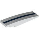 LEGO White Slope 2 x 8 Curved with Dark Blue Stripe (42918 / 45355)