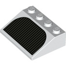 LEGO Vit Backe 3 x 4 (25°) med Svart Vertikal Grill (3297 / 77118)