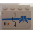 LEGO White Slope 3 x 4 (25°) with Blue Stripe, Galaxy Squad Logo, Air Vent and Orange Arrow (Left) Sticker (3297)
