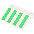 LEGO White Slope 3 x 4 (25°) with Green Stripes