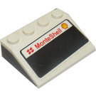 LEGO White Slope 3 x 4 (25°) with 'MonteShell' and Shell Logo Sticker (3297)