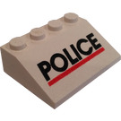 LEGO Weiß Steigung 3 x 4 (25°) mit Polizei Logo (3297)