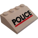 LEGO Bílá Sklon 3 x 4 (25°) s Policie logo (3297)