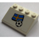 LEGO Wit Helling 3 x 4 (25°) met Swedish Vlag en Football Sticker (3297)