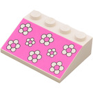 LEGO Weiß Steigung 3 x 4 (25°) mit Weiß Blumen (3297)