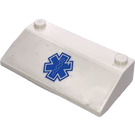 LEGO White Slope 3 x 6 (25°) with EMT Star of Life Sticker without Inner Walls (58181)