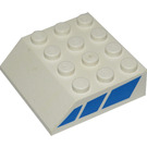 LEGO Blanco Con pendiente 4 x 4 (45°) con Azul Rayas (30182)