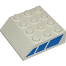 LEGO Weiß Steigung 4 x 4 (45°) mit Blau Streifen (30182)
