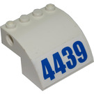 LEGO blanc Pente 4 x 4 x 2 Incurvé avec '4439' Autocollant (61487)