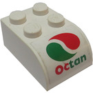 LEGO Weiß Steigung Backstein 2 x 3 mit Gebogenes Oberteil mit 'OCTAN' Logo Aufkleber (6215)