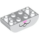 LEGO blanc Pente Brique 2 x 4 Incurvé Inversé avec Smile avec Les dents et Pink Nose (5174 / 106114)