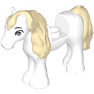 LEGO White Small Horse with Tan Hair
