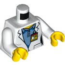 LEGO blanc Espacer Scientist Lab Coat avec Medium Bleu Shirt et ID Badge Female Torse (973 / 76382)