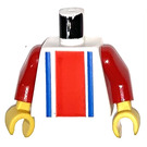 LEGO White Sports Torso No. 18 on Back with Red Arms and Yellow Hands (973)