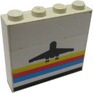 LEGO Weiß Stickered Assembly of Drei 1x4 Bricks mit Airport Logo Aufkleber auf Eins Seite