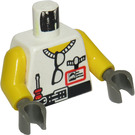 LEGO Weiß Studios Torso mit Silber Sunglasses, Badge und Schraubenzieher mit 'Grip' auf Der Rücken mit Gelb Arme und Dark Grau Hände (973)