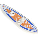 LEGO Wit Surfplank met Oranje en Blauw Lines Sticker (6075)