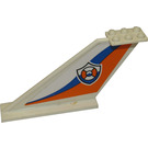 LEGO White Tail 12 x 2 x 5 with Coast Guard Logo and Blue and Orange Waves Pattern (Both Sides) Sticker (18988)