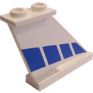 LEGO Weiß Schwanz 4 x 1 x 3 mit Blau Dashed Stripe (Both Sides) Aufkleber (2340)