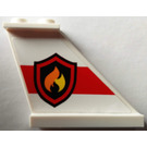 LEGO Weiß Schwanz 4 x 1 x 3 mit Feuer Badge auf rot Stripe (Recht) Aufkleber (2340)