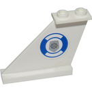 LEGO Wit Staart 4 x 1 x 3 met Politie Badge en Life Ring (Rechtsaf) Sticker (2340)