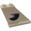 LEGO Wit Staart 4 x 1 x 3 met Golvend Ocean Boat (Links) Sticker (2340)