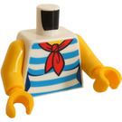 LEGO White Tank Top with Light Blue Stripes and Red Scarf Female Torso (973 / 76382)