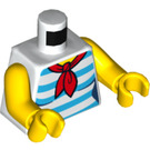 LEGO Wit Tank Top met Light Blauw Strepen en Rood Sjaal Female Torso (973 / 76382)