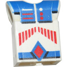 LEGO White Technic Action Figure Body Part with Red Stripes and Blue Pattern (2698)