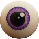 LEGO White Technic Ball with Medium Lavender Iris and Black Pupil (18384)